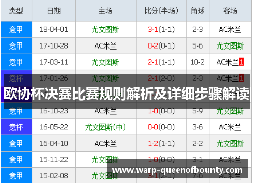 欧协杯决赛比赛规则解析及详细步骤解读